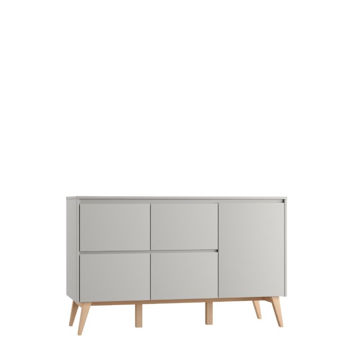 Chest of drawers with 4 drawers and doors (Classy Gray collection)